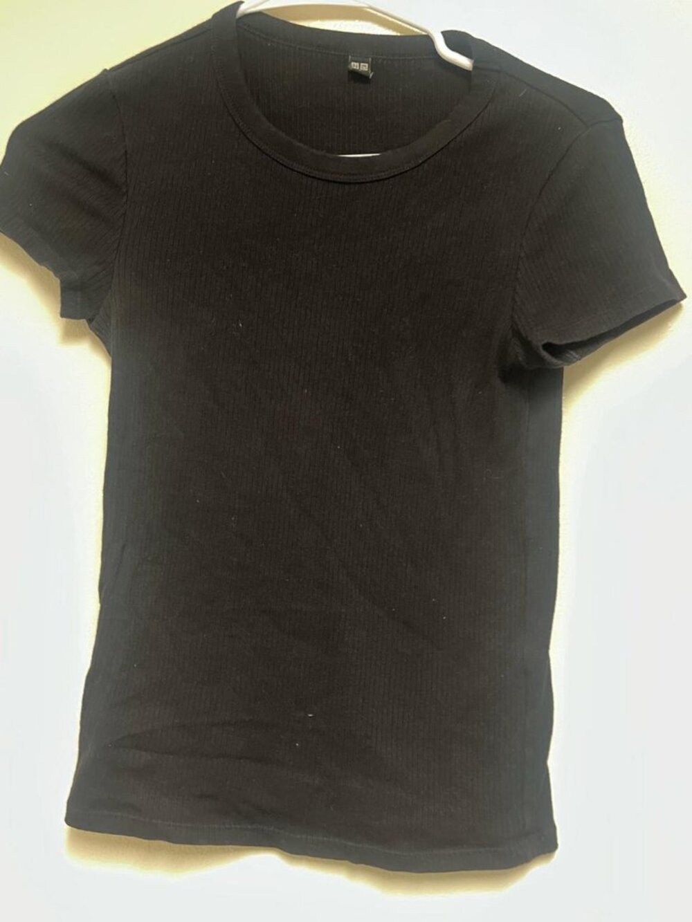 UNIQLO Black Ribbed Short-Sleeve T-Shirt Size S